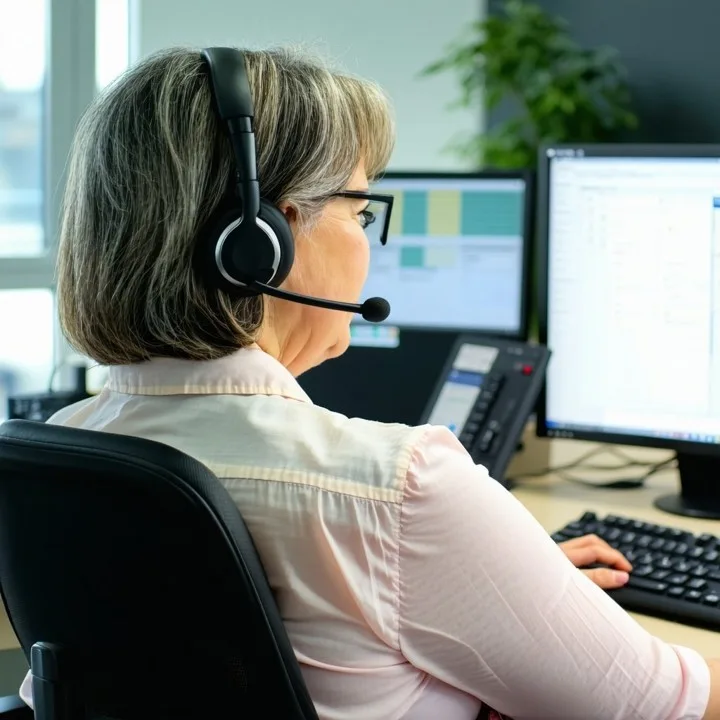 Kvinna jobbar med kundtjänst